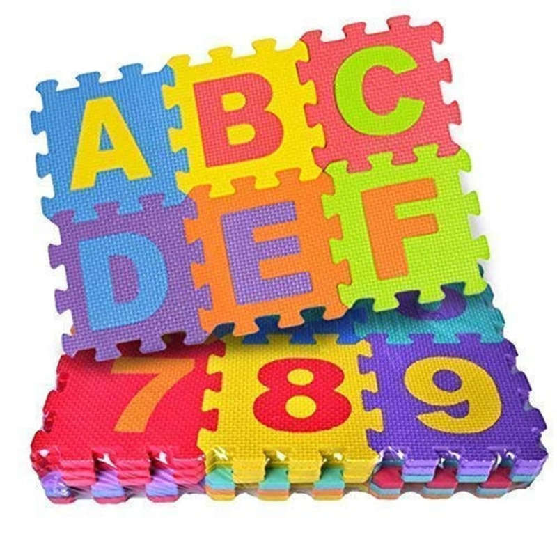 Alphabet Puzzle Foaming Playing Mat For Kids - Interlocking Foaming Floor Blocks Tiles Set Of 36 PCS